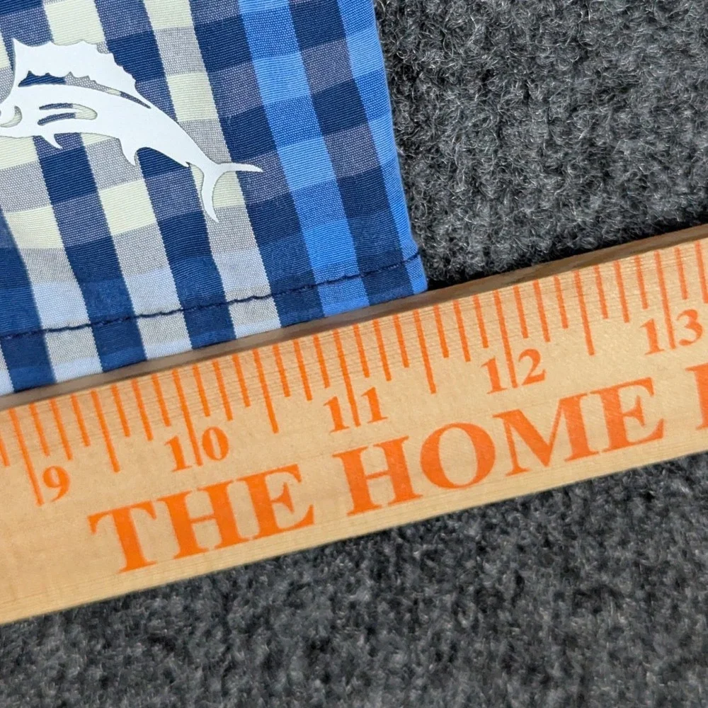 Tommy Bahama Mens Blue‎ Orange Gingham Plaid Swim Trunks Board Shorts Medium